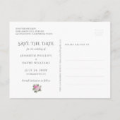 Emerald Green Gold Blink Pink Floral Save the Date Ankündigungspostkarte (Rückseite)