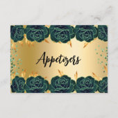 Emerald green gold Blume Party Esstisch Karte (Rückseite)