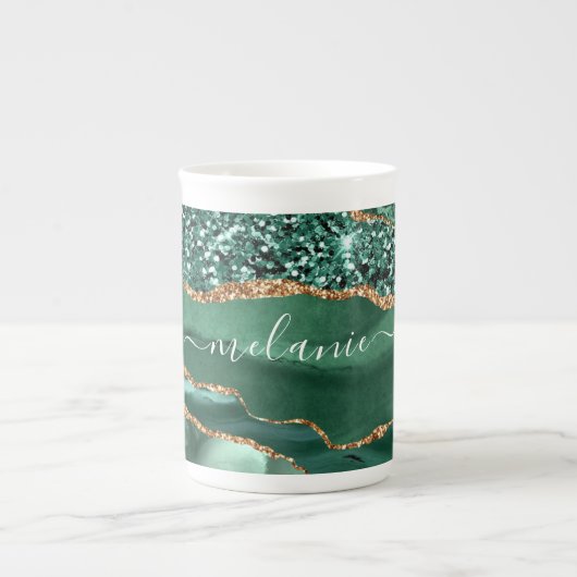 Emerald Green Gold Bone China Tasse mit Individuel (Vorderseite)