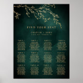 Emerald Green & Gold Botanic Seating Chart Poster (Vorne)