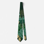 Emerald Green Gold Botanical Floral Wedding Groom Krawatte (Vorderseite)