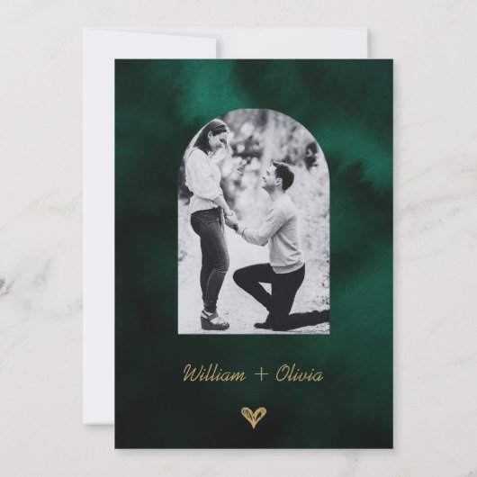 Emerald Green & Gold Botanical Photo Wedding Einladung (Rückseite)