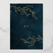 Emerald Green & Gold Botanical Save the Date Folieneinladung (Rückseite)