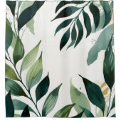 Emerald Green & Gold Botanical Shower Curtain Duschvorhang (Vorderseite)