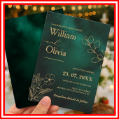 Emerald Green & Gold Botanical Wedding Einladung