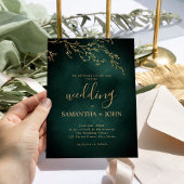 Emerald Green & Gold Botanische Hochzeit Einladung
