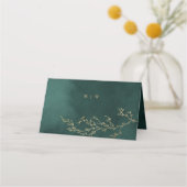 Emerald Green & Gold Botanische Hochzeit Platzkarte (Rückseite)