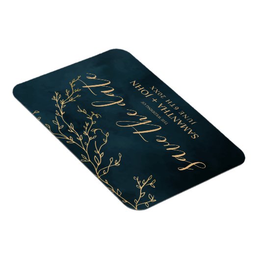 Emerald Green Gold Botanisches Elegant Save the Da Magnet (Rechte Seite)