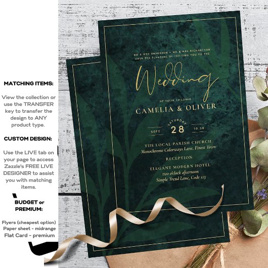 Emerald Green Gold Budget Einladung zur Hochzeit