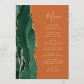 Emerald Green Gold Burnt Orange Wedding Menükarte (Vorderseite)
