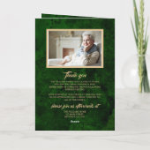 Emerald Green & Gold Calligraphy Memorial Program Karte (Rückseite)