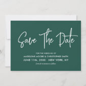 Emerald Green & Gold Calligraphy QR-Code Save The Date (Vorderseite)