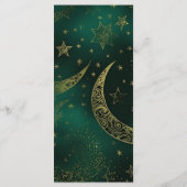 Emerald Green Gold Celestial Wedding Menükarte (Rückseite)