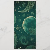 Emerald Green Gold Celestial Wedding Menükarte (Rückseite)