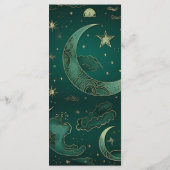 Emerald Green Gold Celestial Wedding Menükarte (Rückseite)