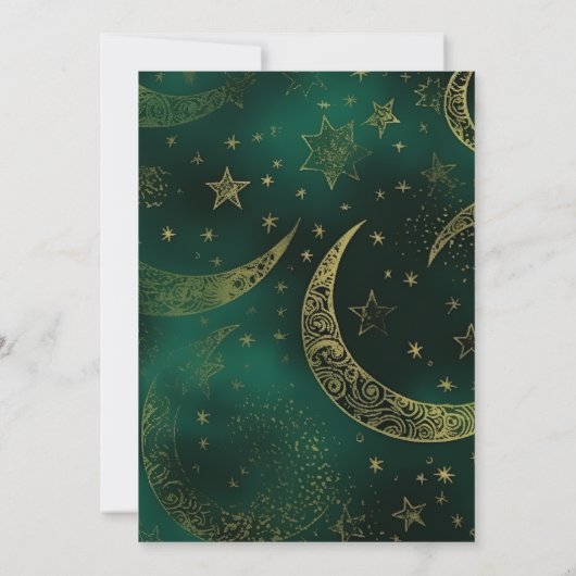 Emerald Green Gold Celestial Wedding Save The Date (Rückseite)