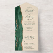 Emerald Green Gold Champagne Meal Options Wedding All In One Einladung (Innen Boden)