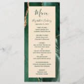 Emerald Green Gold Champagne Wedding Menu Menükarte (Vorderseite)
