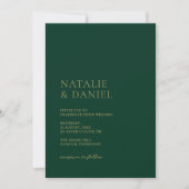 Emerald Green & Gold Chic Wedding Einladung (Vorderseite)