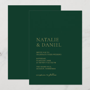 Emerald Green & Gold Chic Wedding Einladung