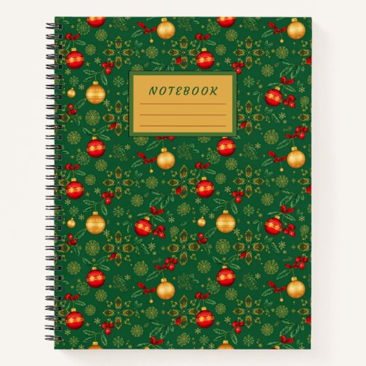Emerald Green & Gold Christmas Hardcover Journal Notizblock (Vorderseite)