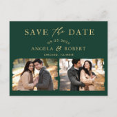Emerald Green Gold Class 2 Foto Save the Date Postkarte (Vorderseite)