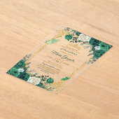 Emerald Green Gold Crown Quinceañera Butterfly Acryleinladungen (Ablage )