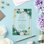 Emerald Green Gold Crown Quinceañera Butterfly Acryleinladungen (In Situ (Hochzeit))