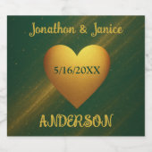 Emerald Green & Gold Custom Wedding Date Schaumweinetikett (Einzelnes Label)