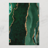 Emerald Green Gold Dark Wedding Menu Menükarte (Rückseite)