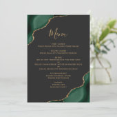 Emerald Green Gold Dark Wedding Menu Menükarte (Stehend Vorderseite)