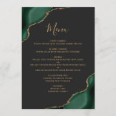 Emerald Green Gold Dark Wedding Menu Menükarte (Vorderseite)