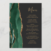 Emerald Green Gold Dark Wedding Menu Menükarte (Vorderseite)