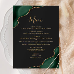 Emerald Green Gold Dark Wedding Menu Menükarte