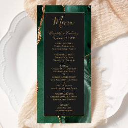 Emerald Green Gold Dark Wedding Menu Menükarte