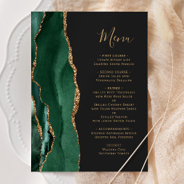 Emerald Green Gold Dark Wedding Menu Menükarte