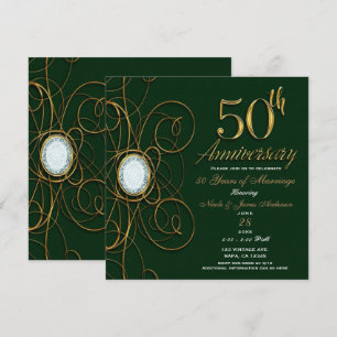Emerald Green & Gold Diamond 50 50 Jahre alt Einladung