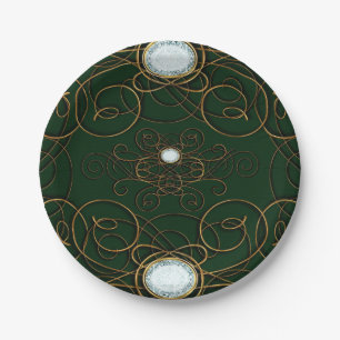 Emerald Green & Gold Diamond Jubiläum Party Pappteller