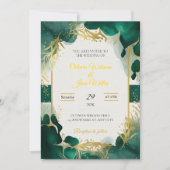 Emerald Green & Gold Elegant Wedding Invitation Einladung (Vorderseite)