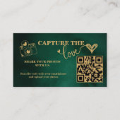 Emerald Green & Gold fangen die Liebe QR Hochzeit Begleitkarte (Vorderseite)