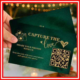 Emerald Green & Gold fangen die Liebe QR Hochzeit  Begleitkarte