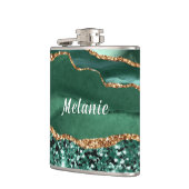 Emerald Green Gold Flask mit Individuelle Name Flachmann (Links)