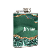 Emerald Green Gold Flask mit Individuelle Name Flachmann (Rechts)