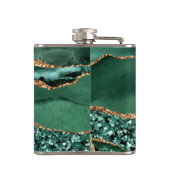 Emerald Green Gold Flask mit Individuelle Name Flachmann (Rückseite)