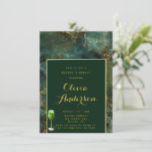 Emerald Green & Gold Fleck Brunch & Bubbly Einladung (Stehend Vorderseite)