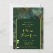 Emerald Green & Gold Fleck Brunch & Bubbly Einladung (Vorderseite)