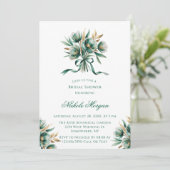 Emerald Green & Gold Floral Bridal Shower Einladung (Stehend Vorderseite)