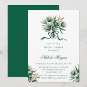 Emerald Green & Gold Floral Bridal Shower Einladung (Vorne/Hinten)
