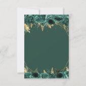 Emerald Green Gold Floral Butterfets Quinceanera RSVP Karte (Rückseite)