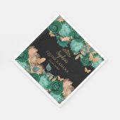 Emerald Green Gold Floral Butterfly Quinceañera Serviette (Ecke)